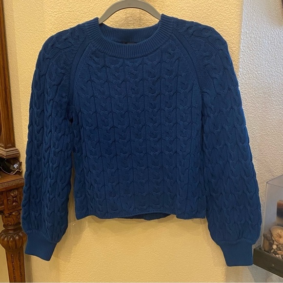 NWT~J. CREW Women Blue Cable Knit Sweater Size XS - Picture 1 of 9
